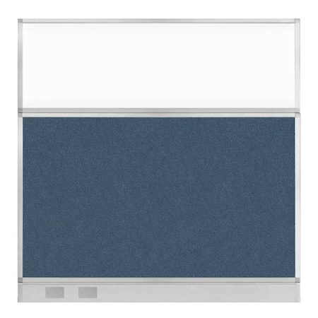 Versare Hush Panel Cubicle Partition 6' x 6' W/ Window Caribbean Fabric Clear Window W/ Cable Channel 1812569-2